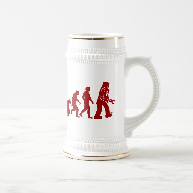 Robot Evolution of man into robot Beer Stein (Right)