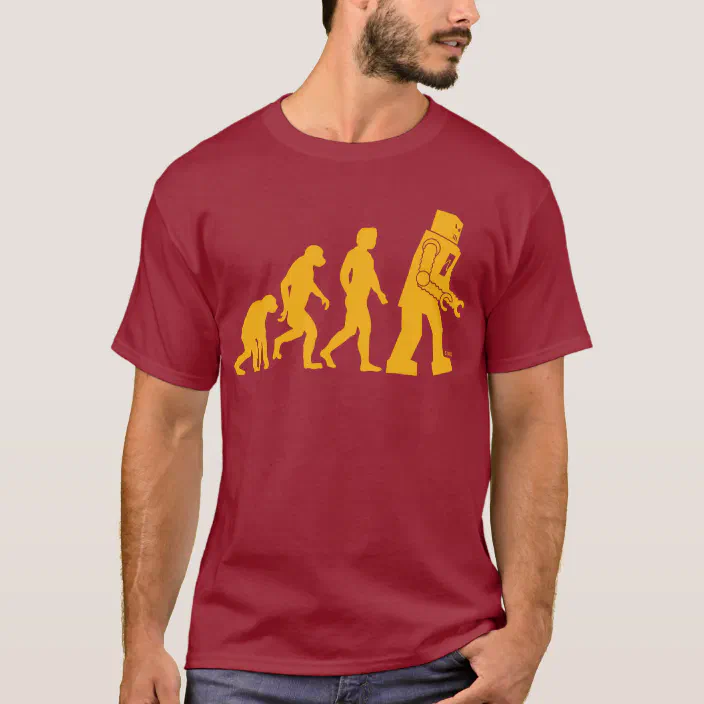 Coole-Fun-T-Shirts Herren T-Shirt Robot Evolution Big Bang Theory!