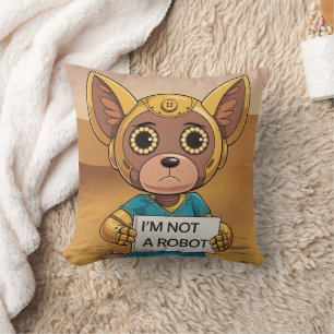 robot fennec fox throw pillow