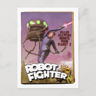 Robot Fighter Fake Pulp Cover Postcard