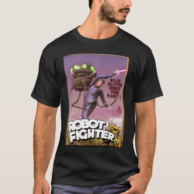 Robot Fighter Fake Pulp Cover T-Shirt (Front)