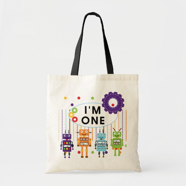 Robot First Birthday Tshirts and Gifts Tote Bag (Front)