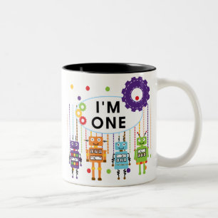 Robot First Birthday Tshirts and Gifts Two-Tone Coffee Mug