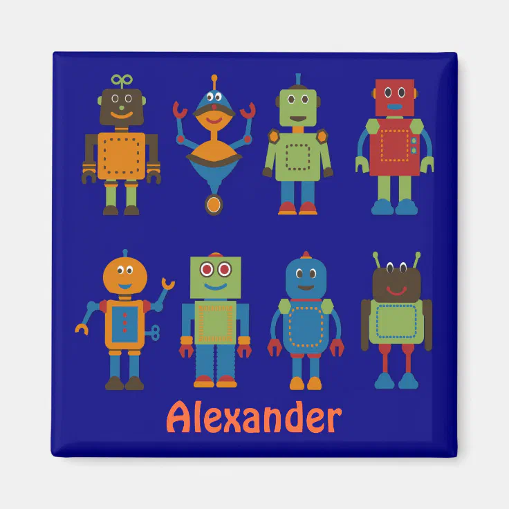 Robot Friends Child's Personalized Fridge Zazzle