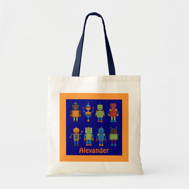 Robot Friends Child's Personalized Tote Bag (Front)