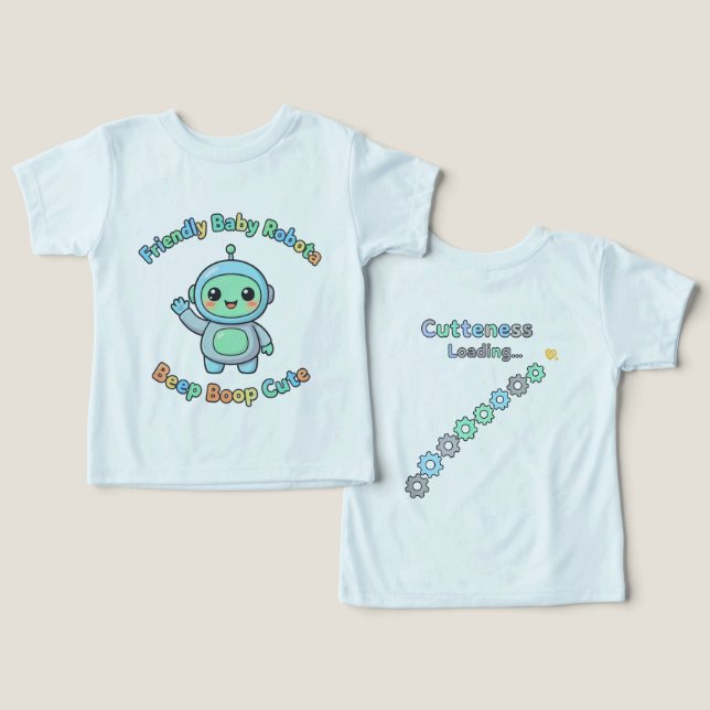 Robot Fun Kids Trendy  Toddler T-shirt (Design Front & Back)