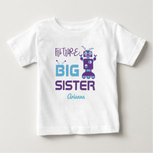 Robot Future Big Sister Purple Cute Personalized Baby T-Shirt