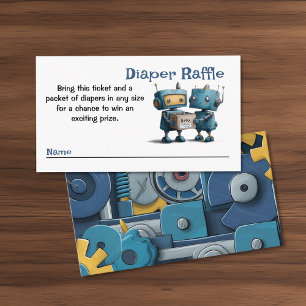 Robot Gearing Up for Baby & Books Diaper Raffle Enclosure Card