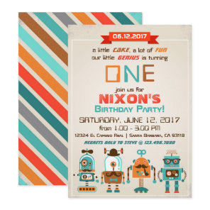Robot Genius Future Builder Birthday Invitation