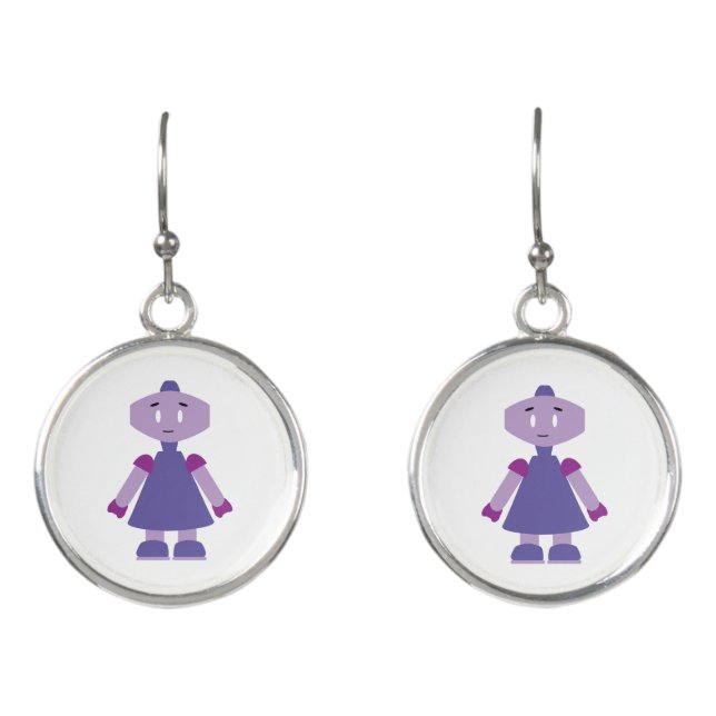 Robot girl cartoon earrings (Front)