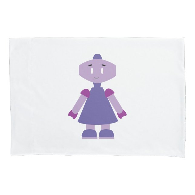 Robot girl cartoon pillow case (Front)