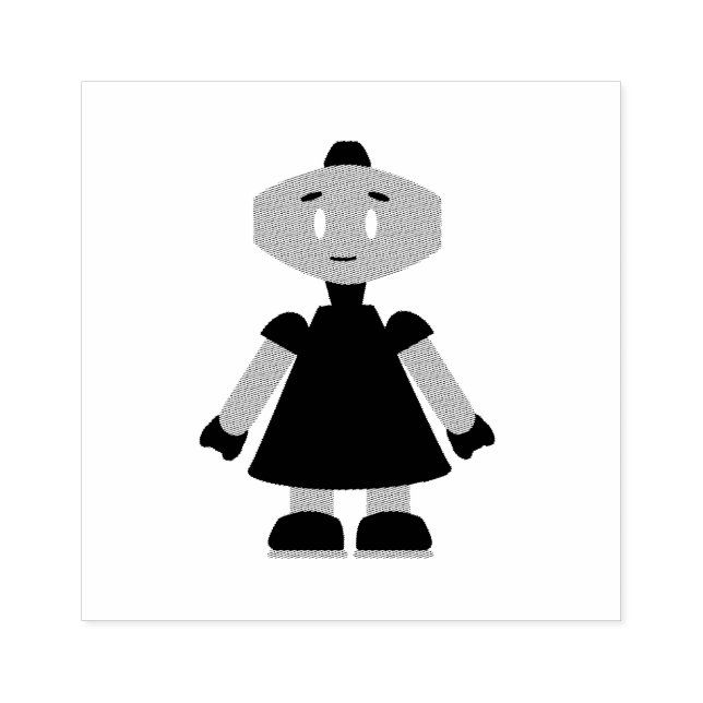 Robot girl cartoon rubber stamp (Imprint)