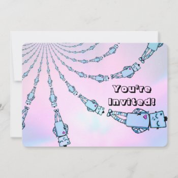 Robot Girl Party Invitation by WhatJacquiSaid at Zazzle