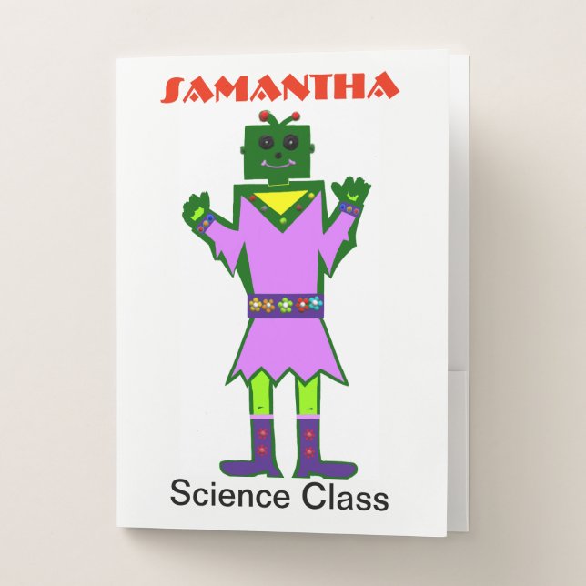 Robot Girl Spaceship Name Pocket Folder (Front)