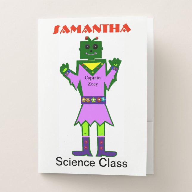 Robot Girl Spaceship Pocket Folders (Front)