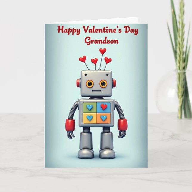 Robot Grandson Valentines Day Card (Front)