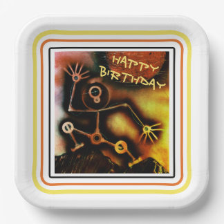 Robot Happy Birthday Paper Plates