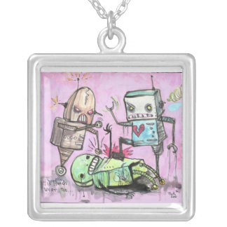 Robot Hate Crime Silver Plated Necklace