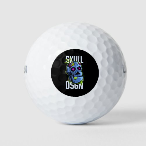 Robot head illustration golf balls
