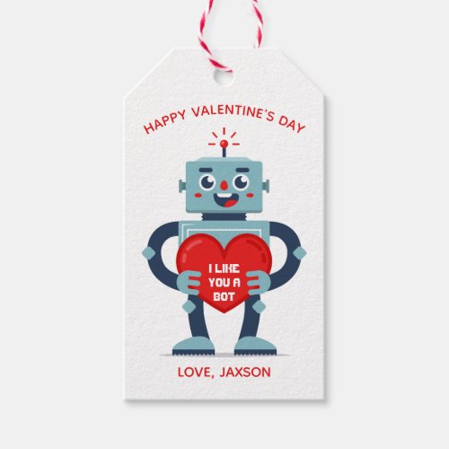 Robot Heart Cute Personalized Valentine Gift Tags
