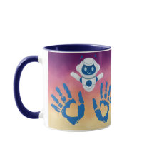 Robot Heart Hands on Sunset Gradient