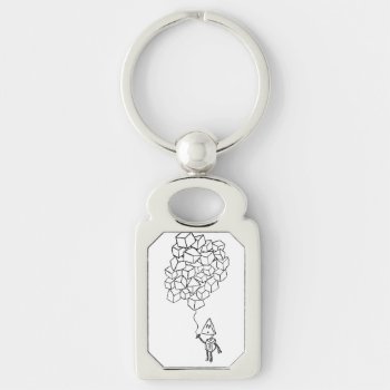 Robot Holding Balloons Keychain by SketchyCharacterss at Zazzle