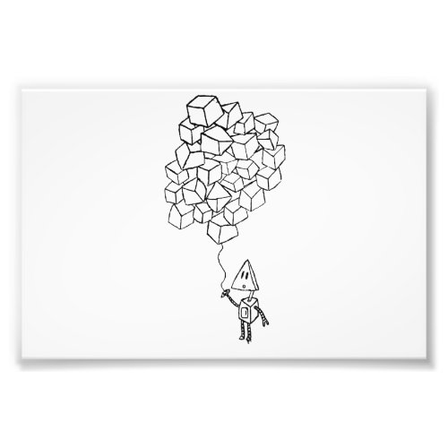 Robot Holding Balloons Photo Print