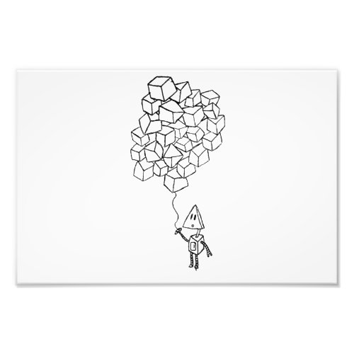 Robot Holding Balloons Photo Print
