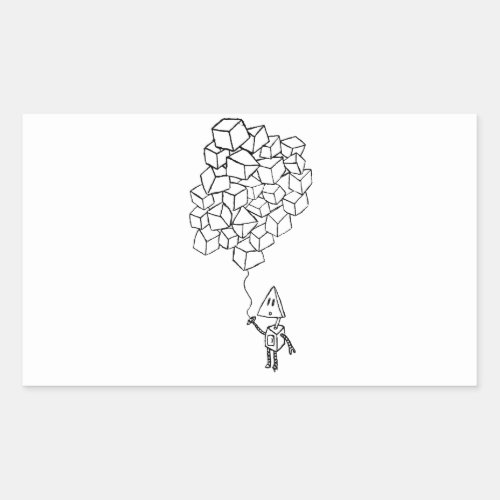 Robot Holding Balloons Rectangular Sticker