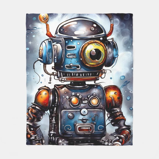 Robot I Fleece Blanket (Front)
