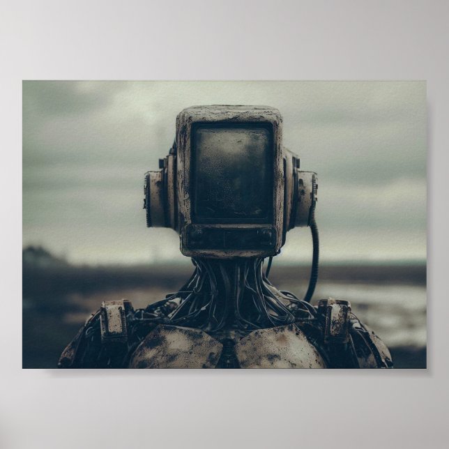 Robot in Apocalyptic Wasteland Poster (Front)