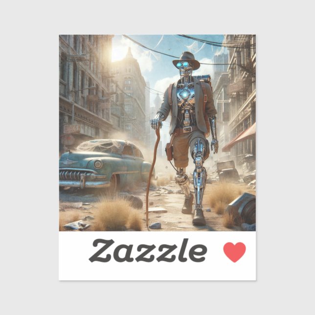 Robot in Ghost Town Sticker (Sheet)