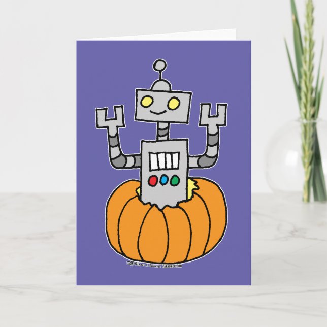 Robot in Pumpkin Card (Front)