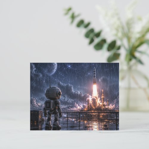 Robot in the Rain Space Mission in the Postcard