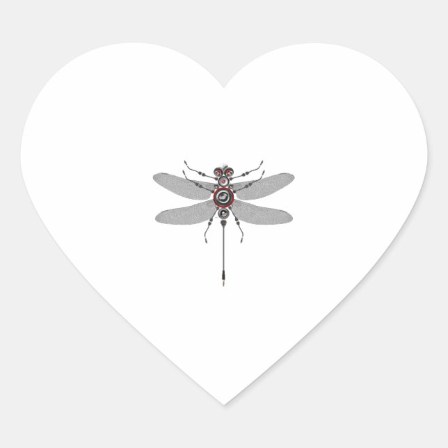 Robot Insect Dragonfly Hifi Speaker System Electro Heart Sticker (Front)