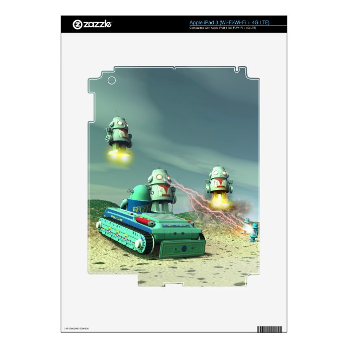 Robot Invasion Above Skin iPad 3 Decal