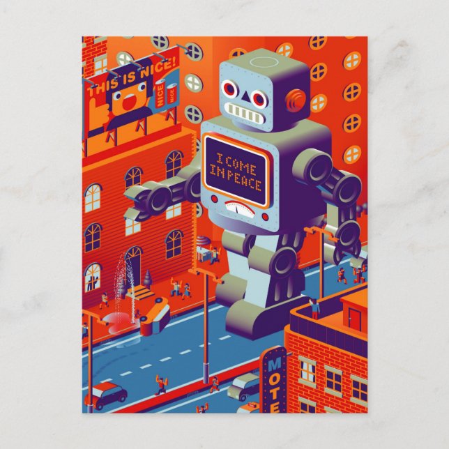 robot invasion postcard (Front)