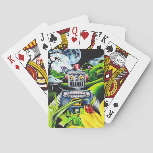 Robot Invasion - Science Fiction Artwork Poker Cards (Back)