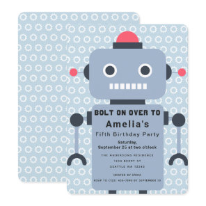 Robot Kids Birthday Invitation