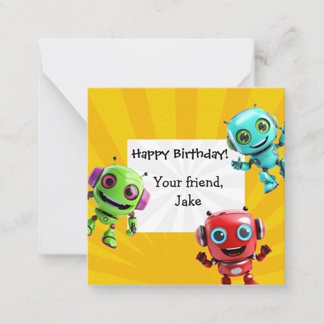Robot Kids Gift Enclosure Card – Personalized  (Front)
