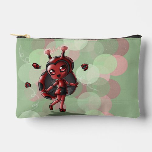 Robot Ladybug Red Black Green Accessory Pouch