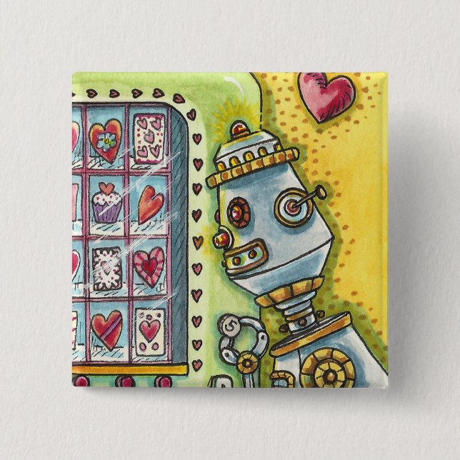 ROBOT LOOKING FOR LOVE, HEART VENDING MACHINE CUTE BUTTON (Front)
