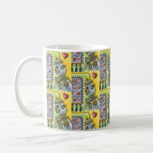 ROBOT LOOKING FOR LOVE, HEART VENDING MACHINE CUTE COFFEE MUG