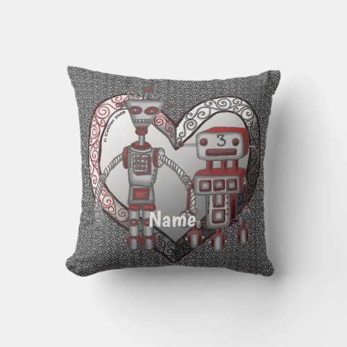 Robot  Love custom name Pillow