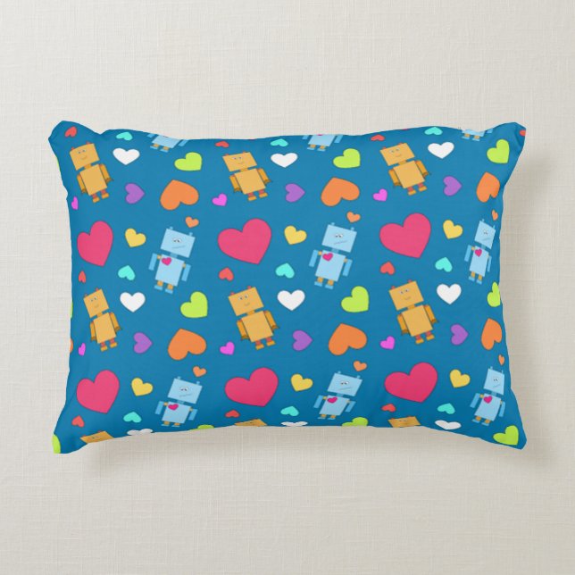Robot Love Decorative Pillow (Front)