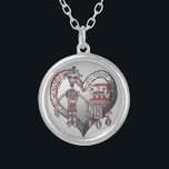 Robot Love Necklace<br><div class="desc">Robot Love Necklace, Robot apparel, Robot t-shirts, Robot gifts, Valentine's Day gifts by ArtMuvz Illustration. TO PERSONALIZE, if there is no “text template” showing “Your Name”, click on “edit design” then on the left column to the left of layers click on “text” then click on”add text” in that panel add...</div>