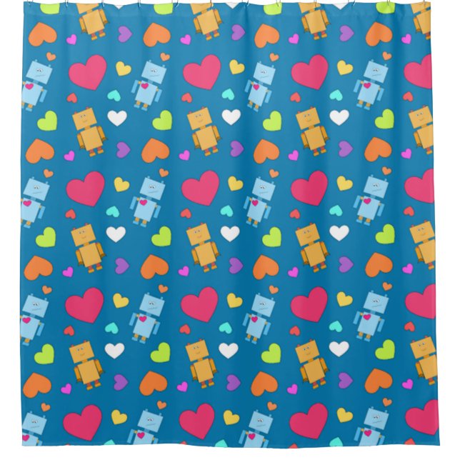 Robot Love Shower Curtain (Front)