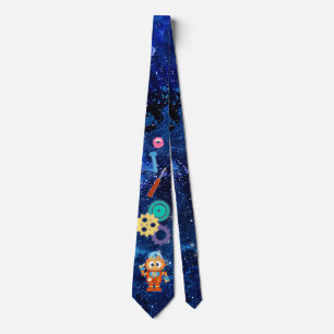 Robot Lover Outer Space Tools Star Sky Tie