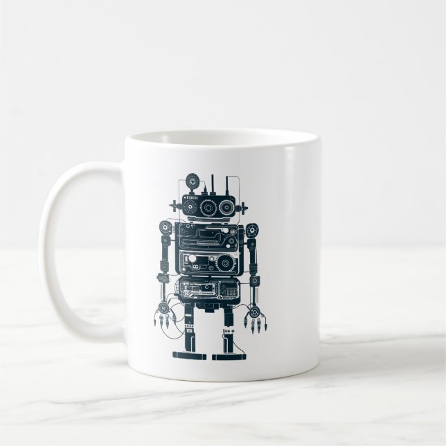Robot Made of Retro Analog Equipment  Coffee Mug (Left)
