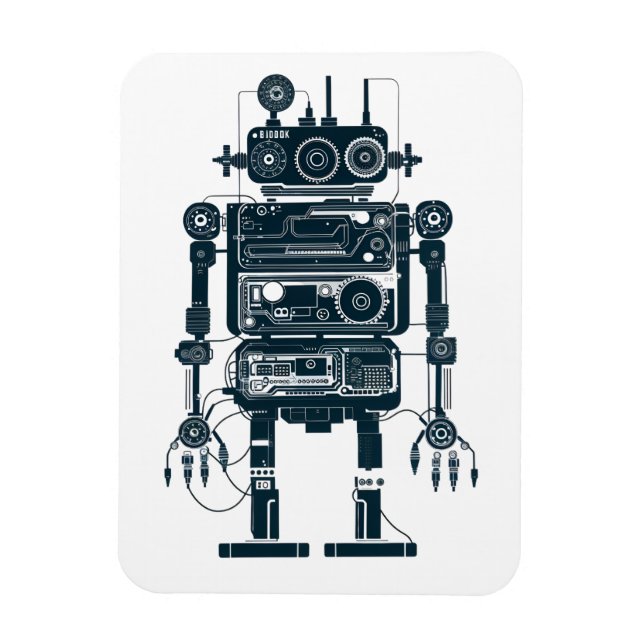 Robot Made of Retro Analog Equipment  Magnet (Vertical)